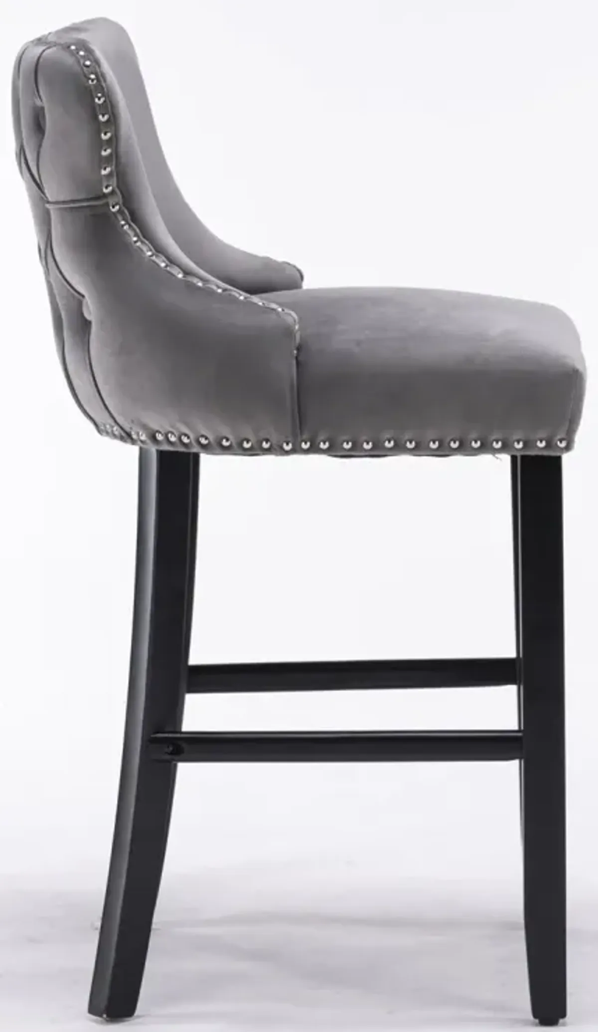 Gray Velvet Wingback Bar Stools, Set of 2