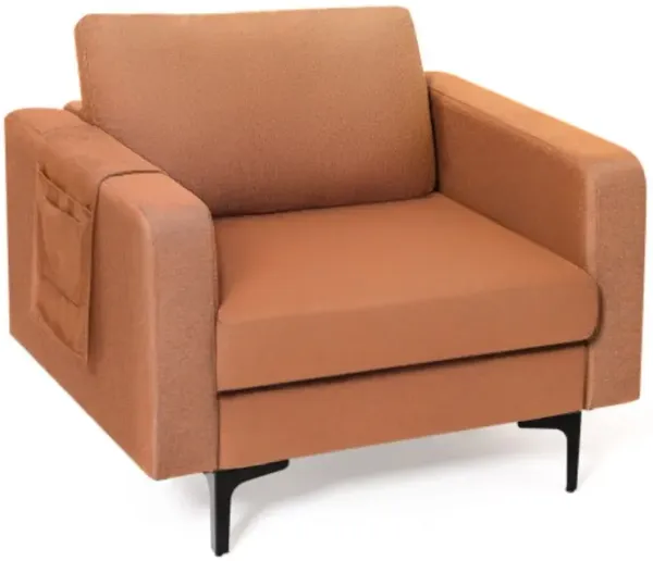 Modern Accent Armchair with Side Storage Pocket