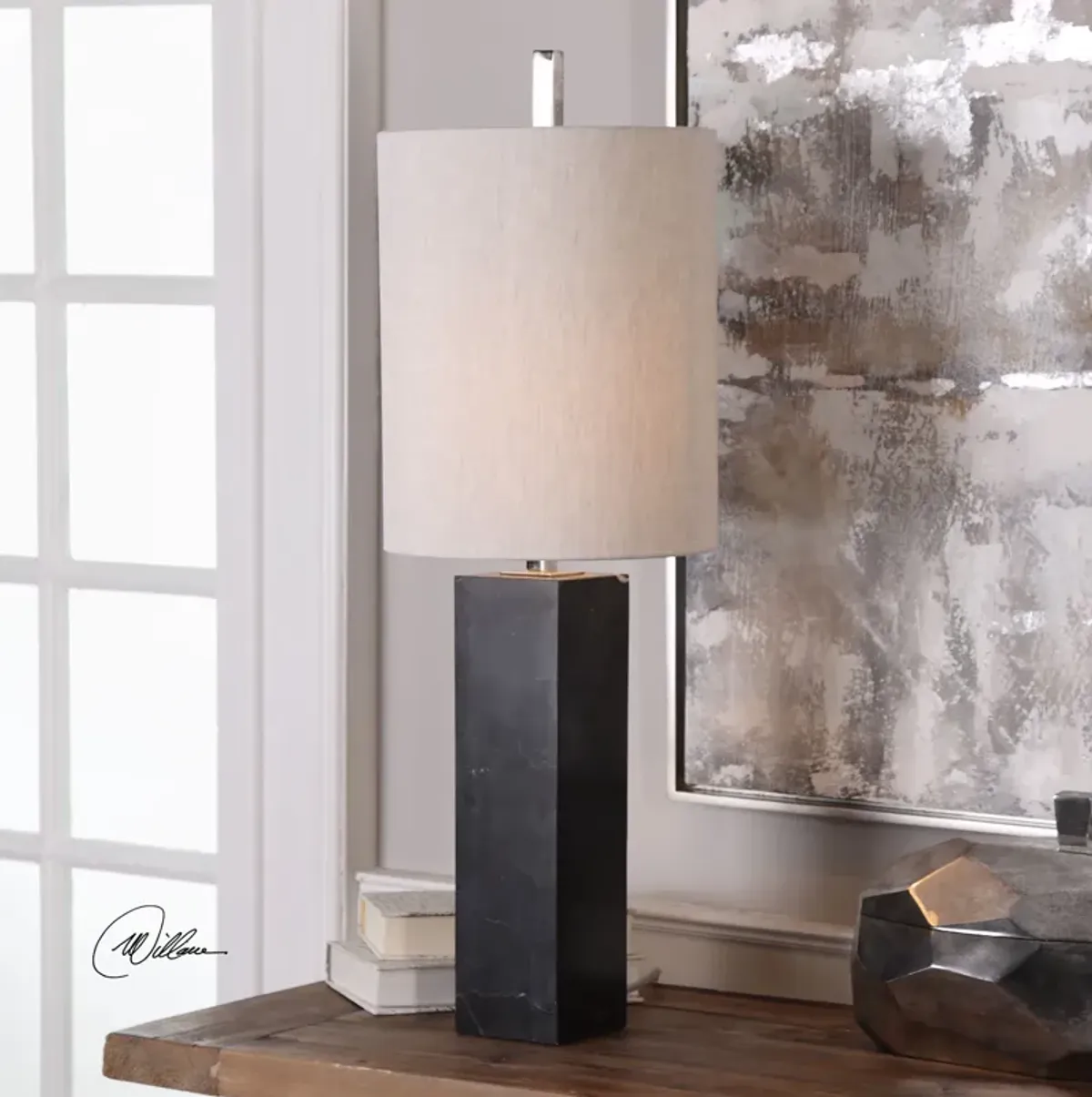 Uttermost Delaney Marble Column Accent Lamp