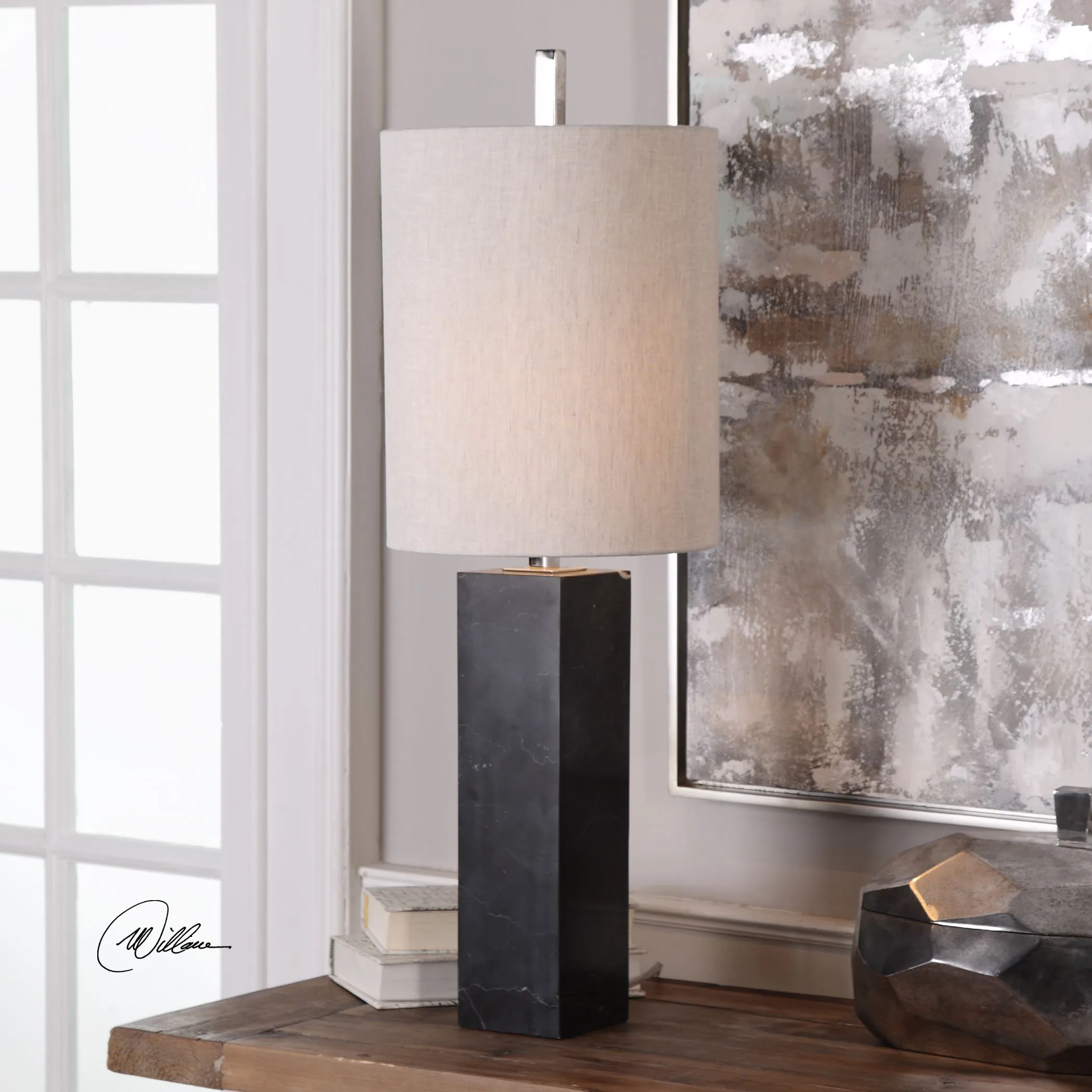 Uttermost Delaney Marble Column Accent Lamp