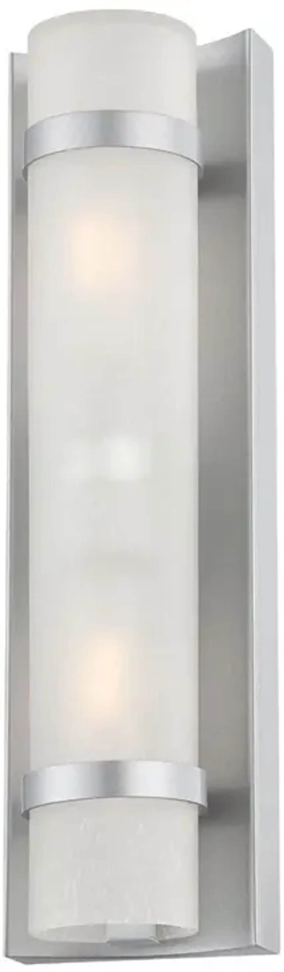 Hivvago Two Light Brushed Silver and White Glass Wall Sconce