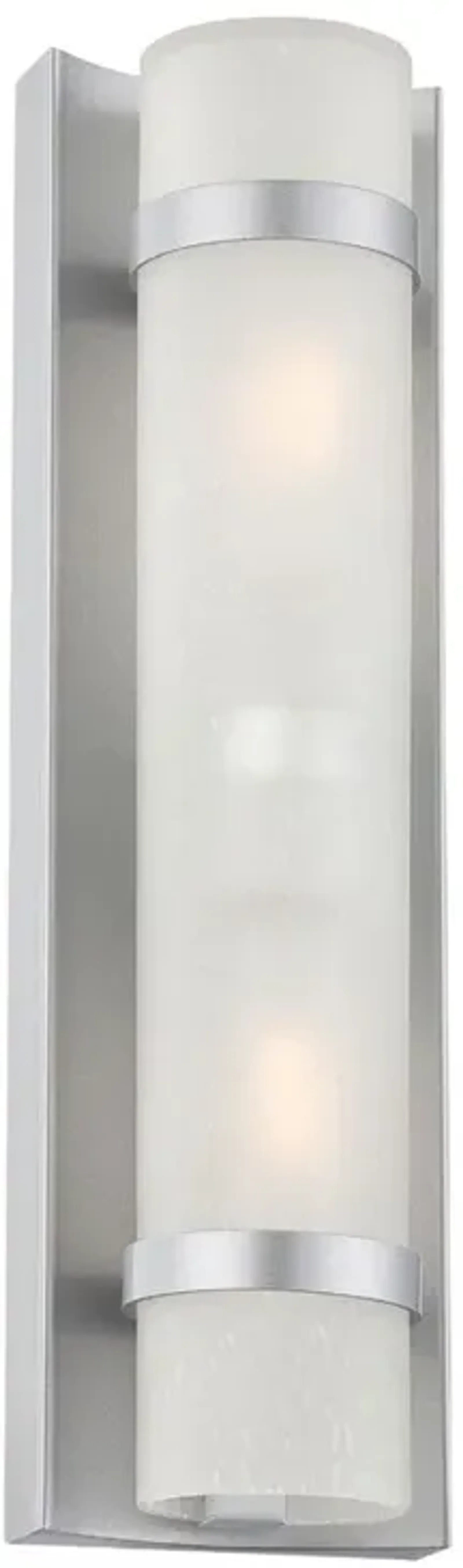 Hivvago Two Light Brushed Silver and White Glass Wall Sconce