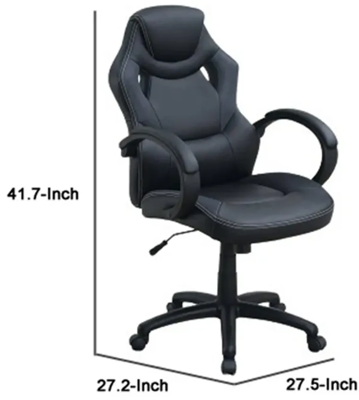 Office Chair with Curved Cut Out Padded Back, Black-Benzara