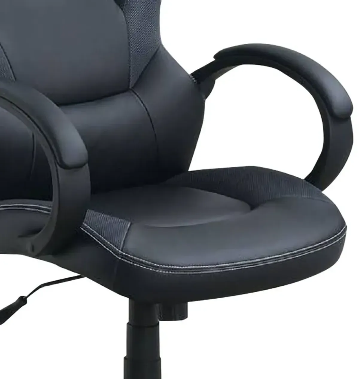 Office Chair with Curved Cut Out Padded Back, Black-Benzara