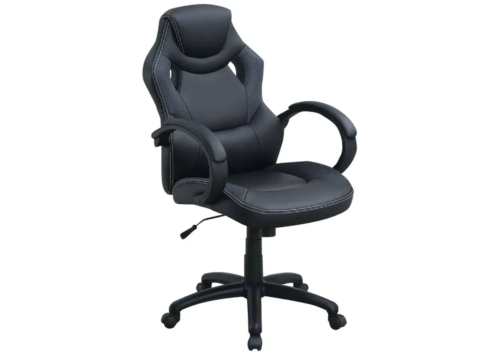 Office Chair with Curved Cut Out Padded Back, Black-Benzara