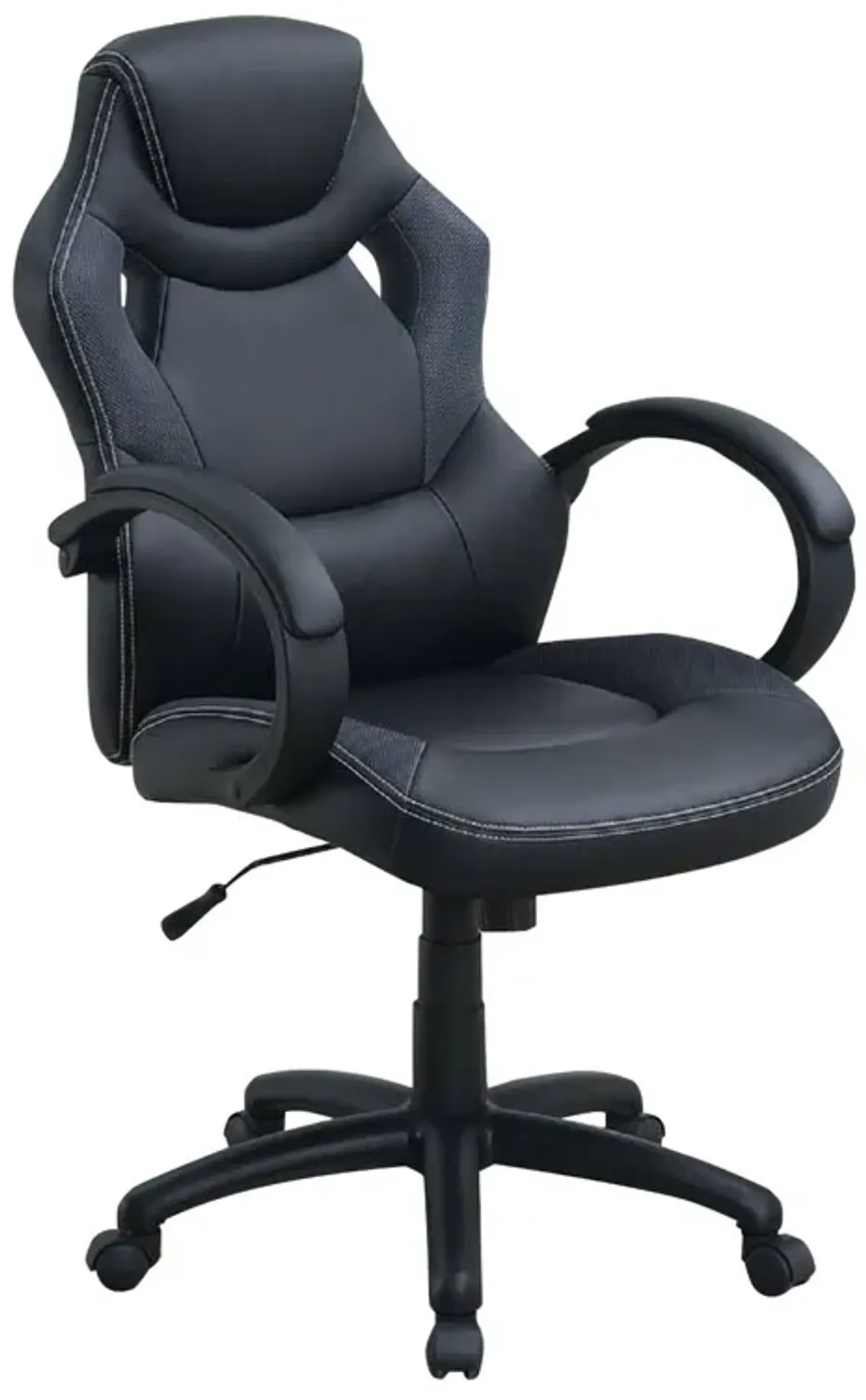 Office Chair with Curved Cut Out Padded Back, Black-Benzara