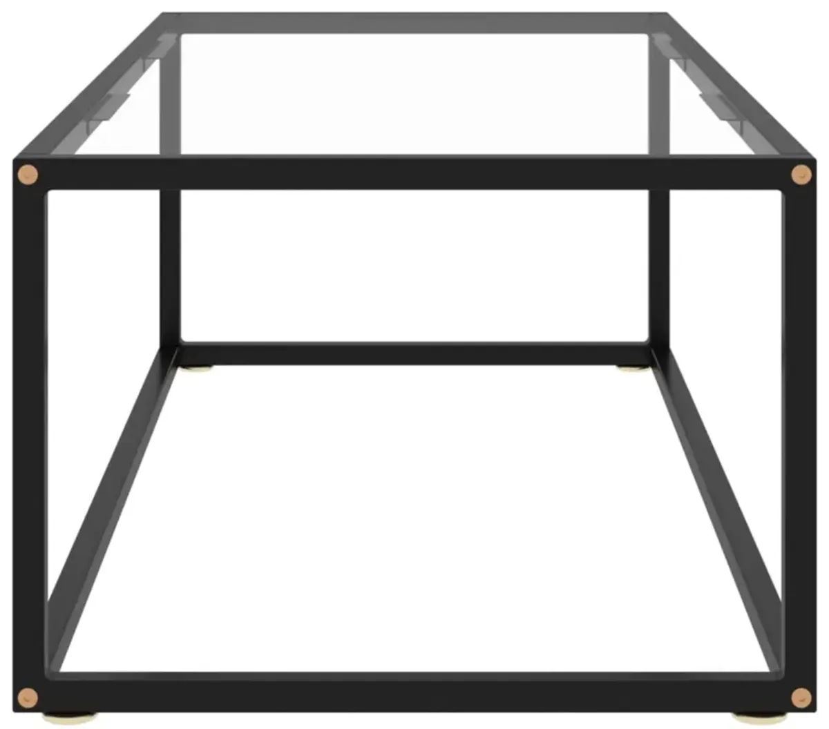 vidaXL Coffee Table with Transparent Tempered Glass Top and Powder-Coated Steel Frame - Easy Assembly - Black - Modern Design - Rectangular - 39.4"x19.7"x13.8"