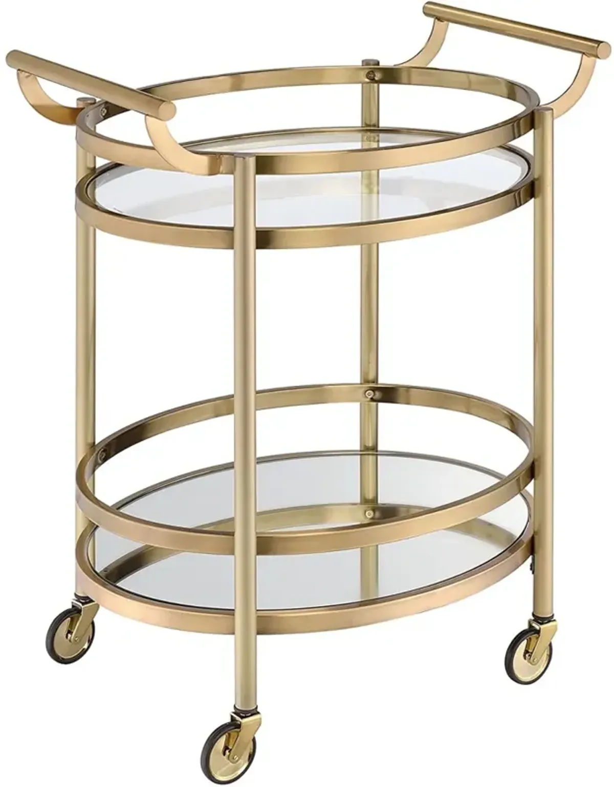 Lakelyn Serving Cart, Brushed Bronze & Clear Glass