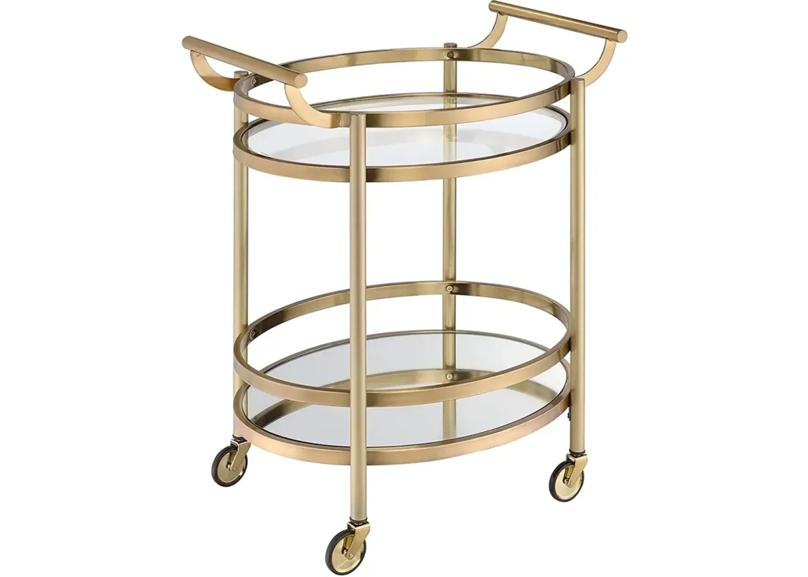 Lakelyn Serving Cart, Brushed Bronze & Clear Glass