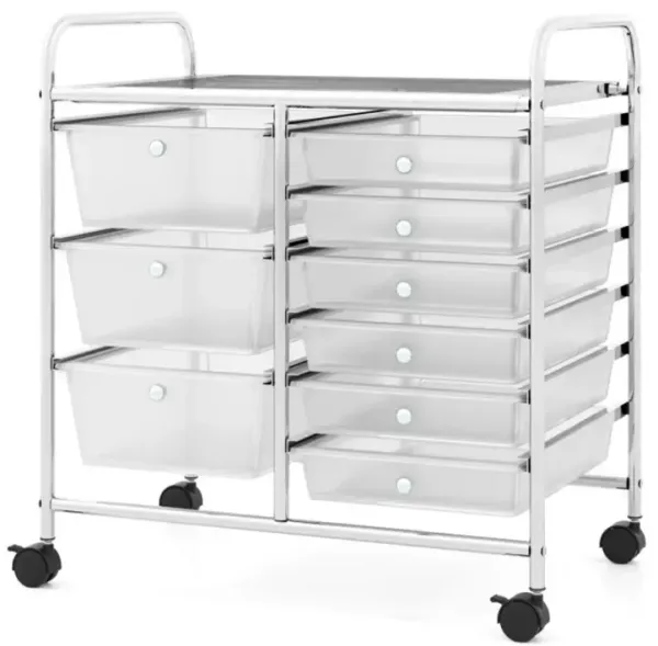 Hivvago 9-Drawer Rolling Storage Cart with Colorful Drawers and Metal Frame