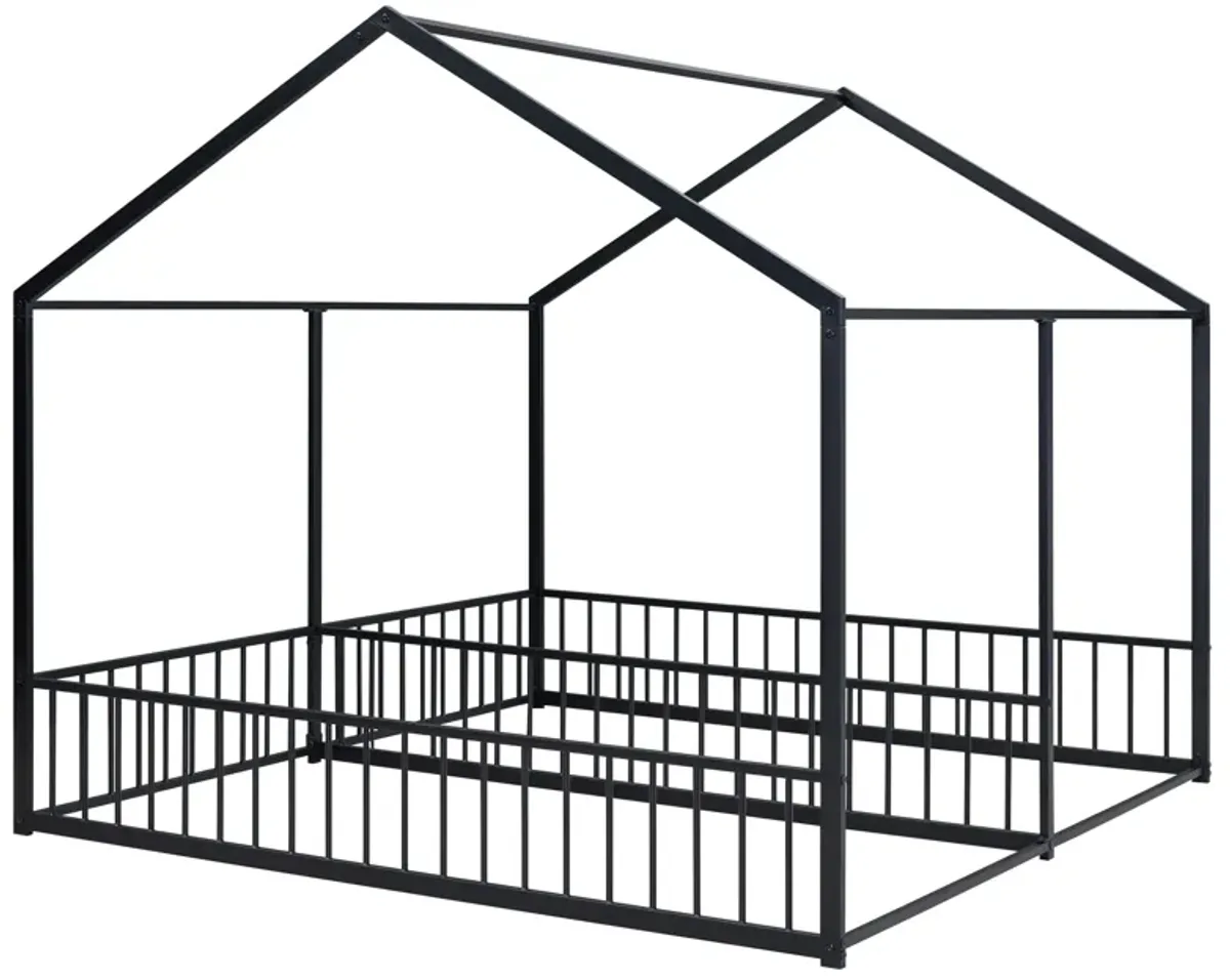 Metal Twin Size House Platform Beds, Two Shared Beds