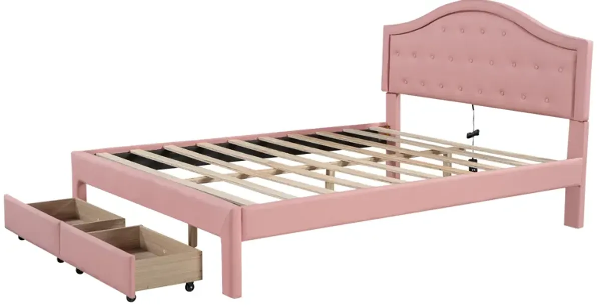 Merax PU Upholstered Platform Bed  with 2 Drawers