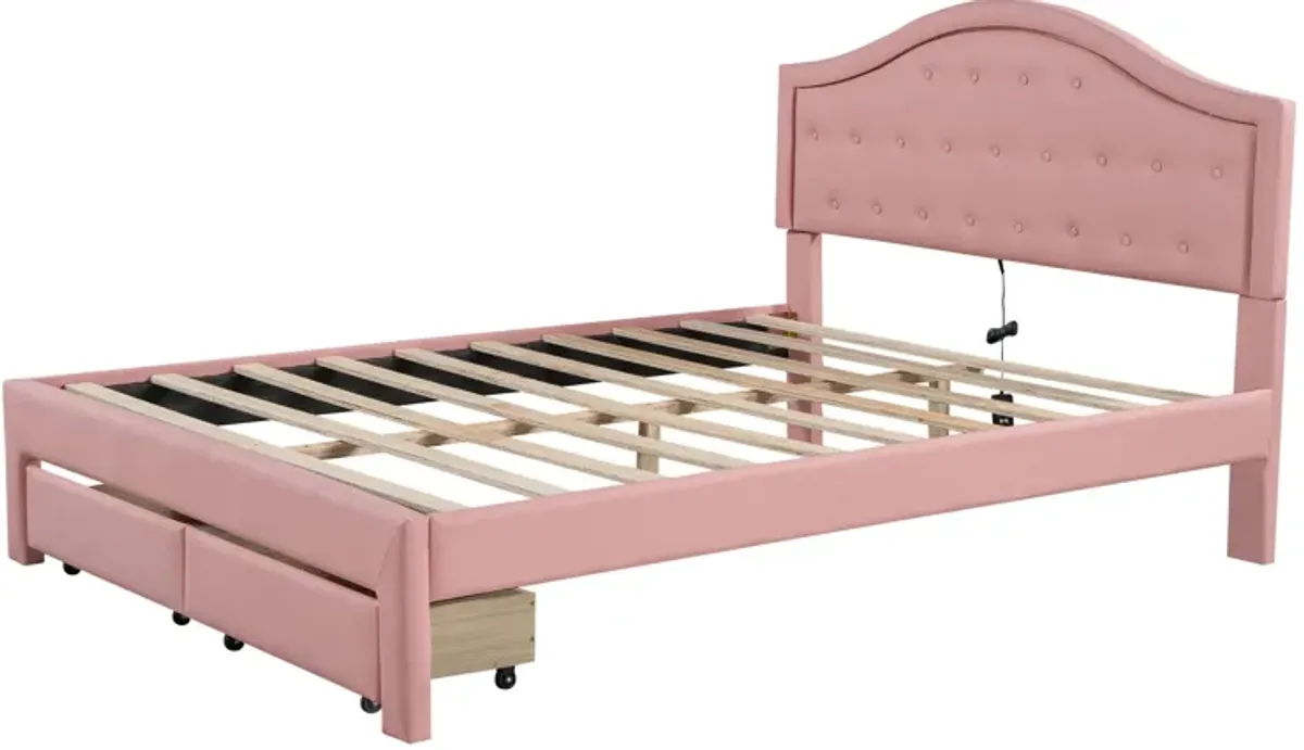 Merax PU Upholstered Platform Bed  with 2 Drawers