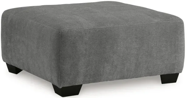 Dili Accent Ottoman, 40 Inch Square, Jumbo Stitched Gray Polyester