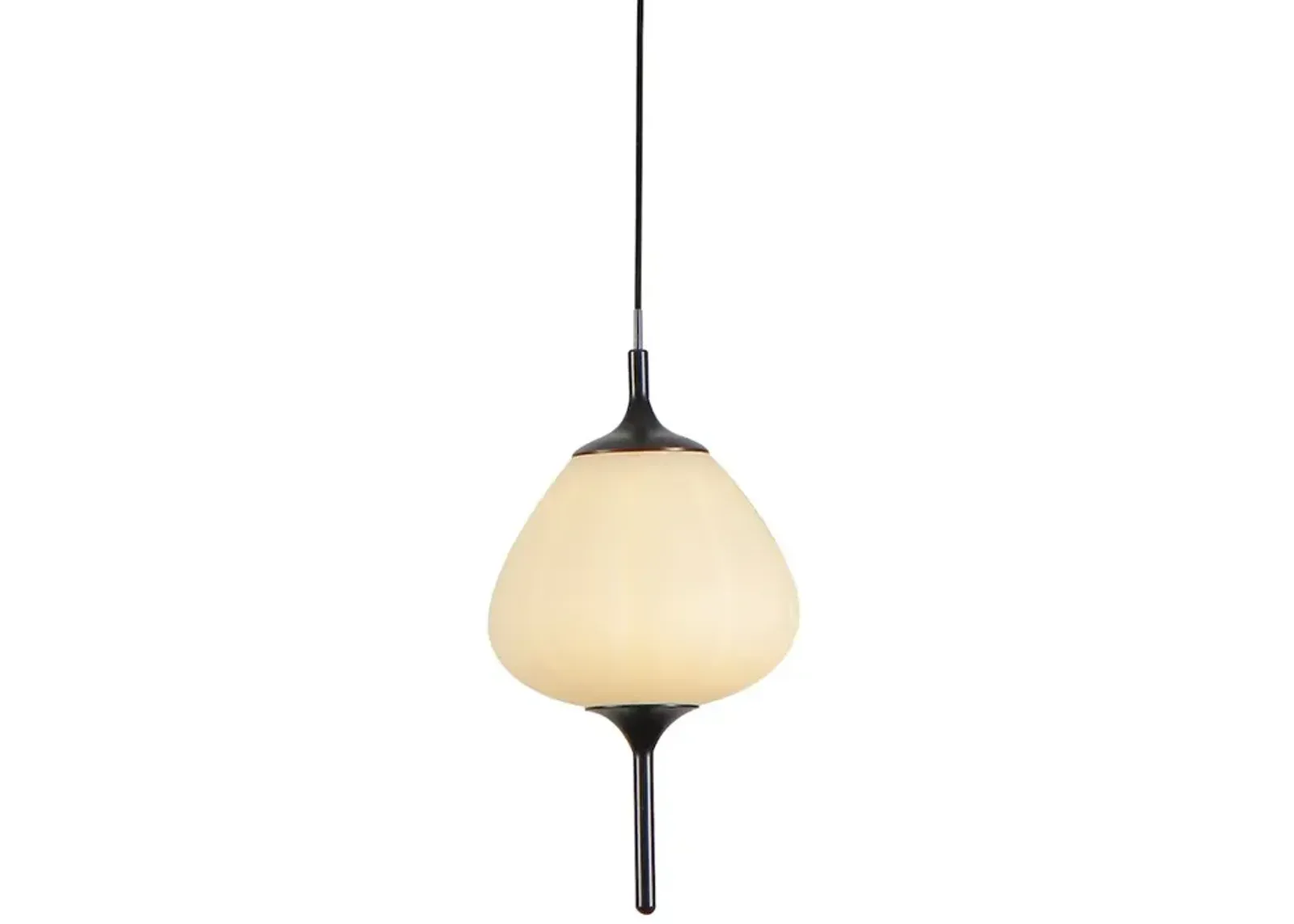 VONN Lighting Integrated LED Height Adjustable Pendant Light with Glass Shade in Black