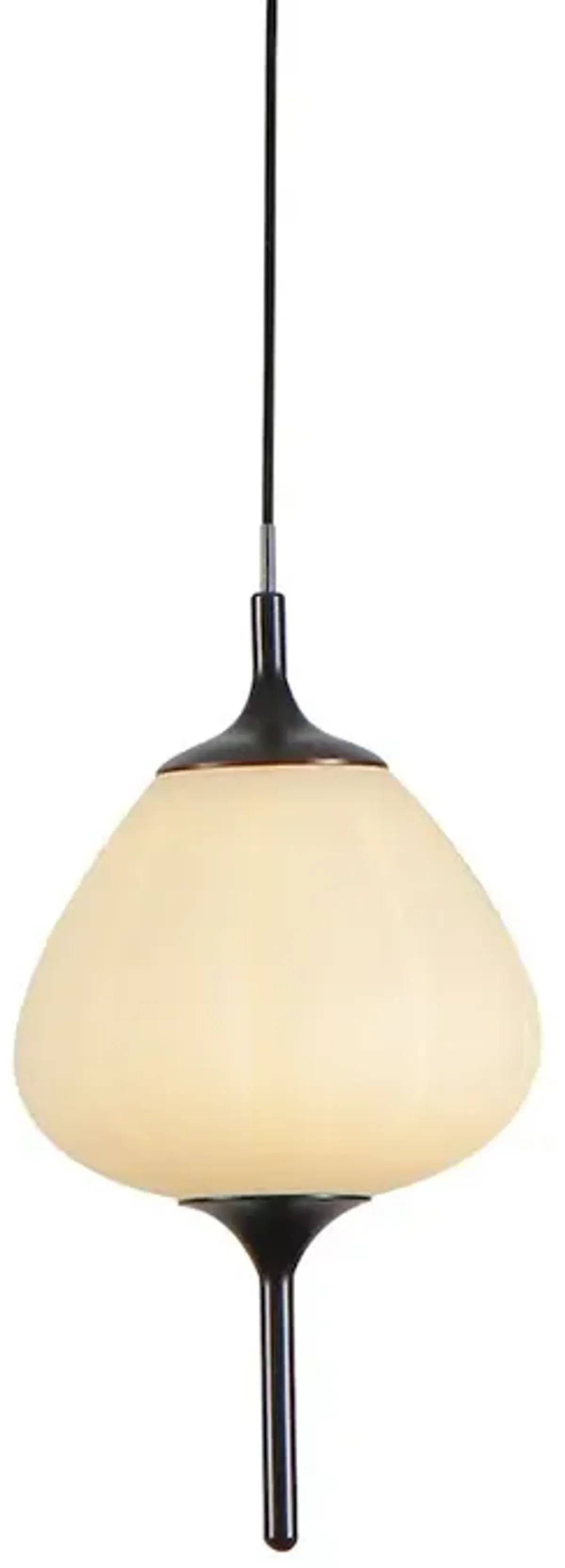 VONN Lighting Integrated LED Height Adjustable Pendant Light with Glass Shade in Black