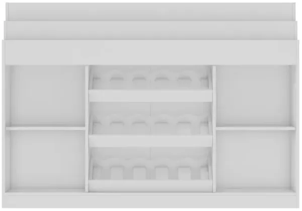 FUFU&GAGA Modern Stepped-Top Wine Cabinet with Tilted Bottle Rack, Wave Light Effect with Adjustable Brightness, 4mm Tempered Glass, (56.3 in. W x 15.7 in. D x 39.4 in. H), White