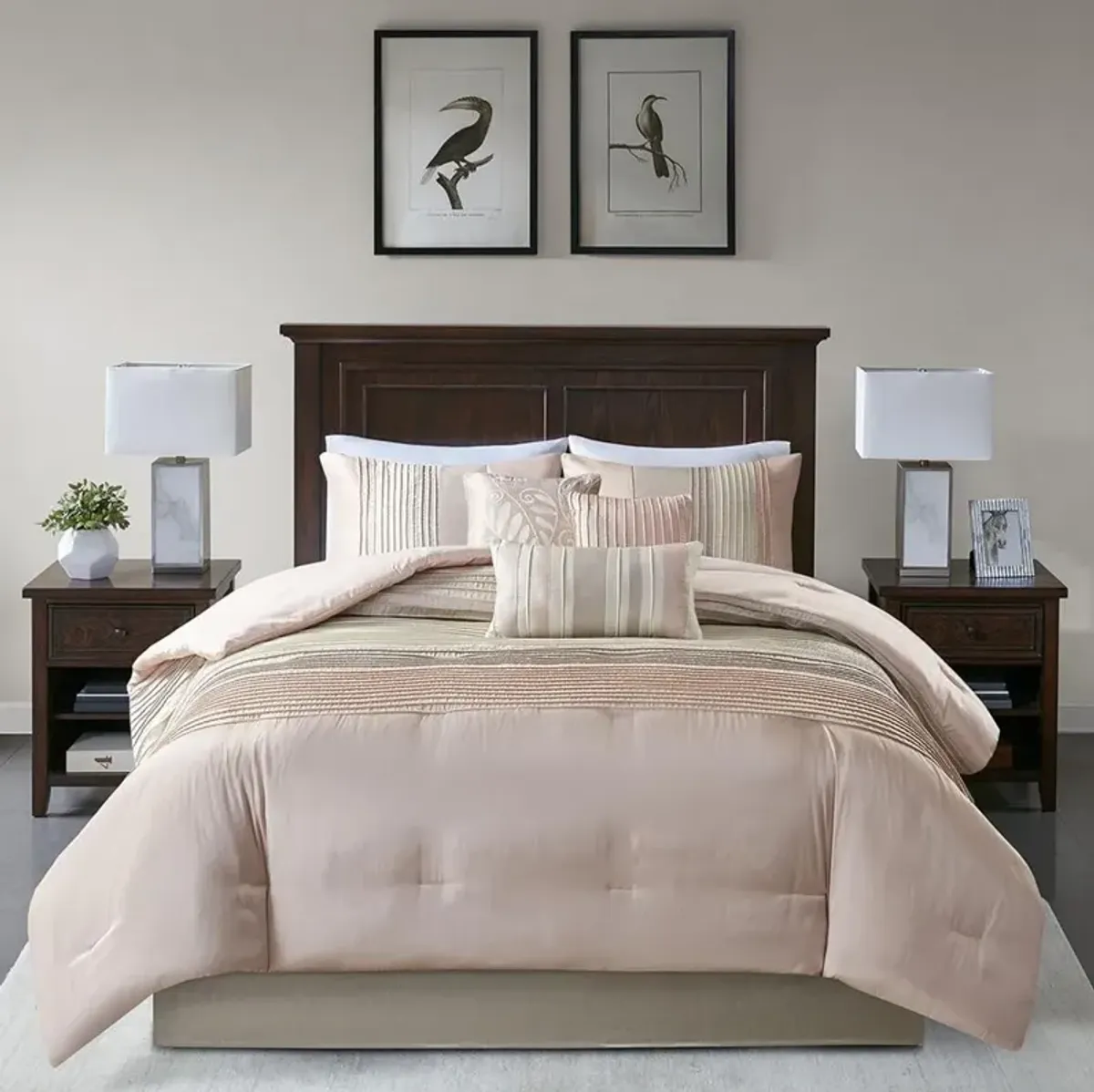 Belen Kox 7 Piece Blush/Taupe Comforter Set, Belen Kox