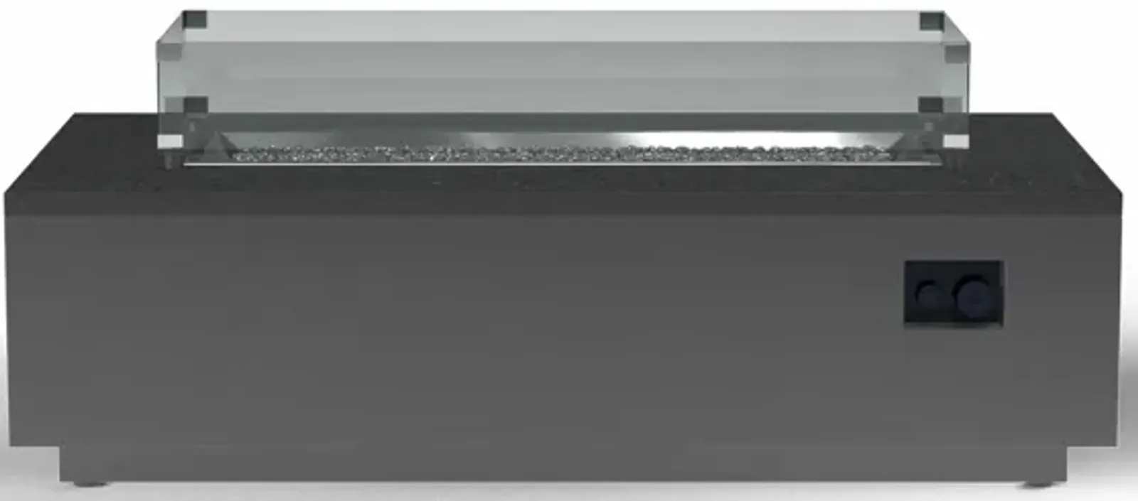 Black Granite Rectangular Fire Table w/ Glass Surround