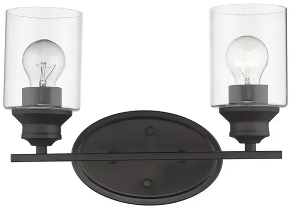 Hivvago Two Light Bronze Wall Light with Clear Glass Shade