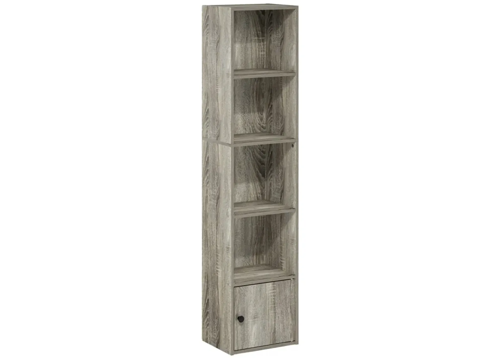 Furinno Luder Shelf Bookcase with 1 Door Storage Cabinet, French Oak