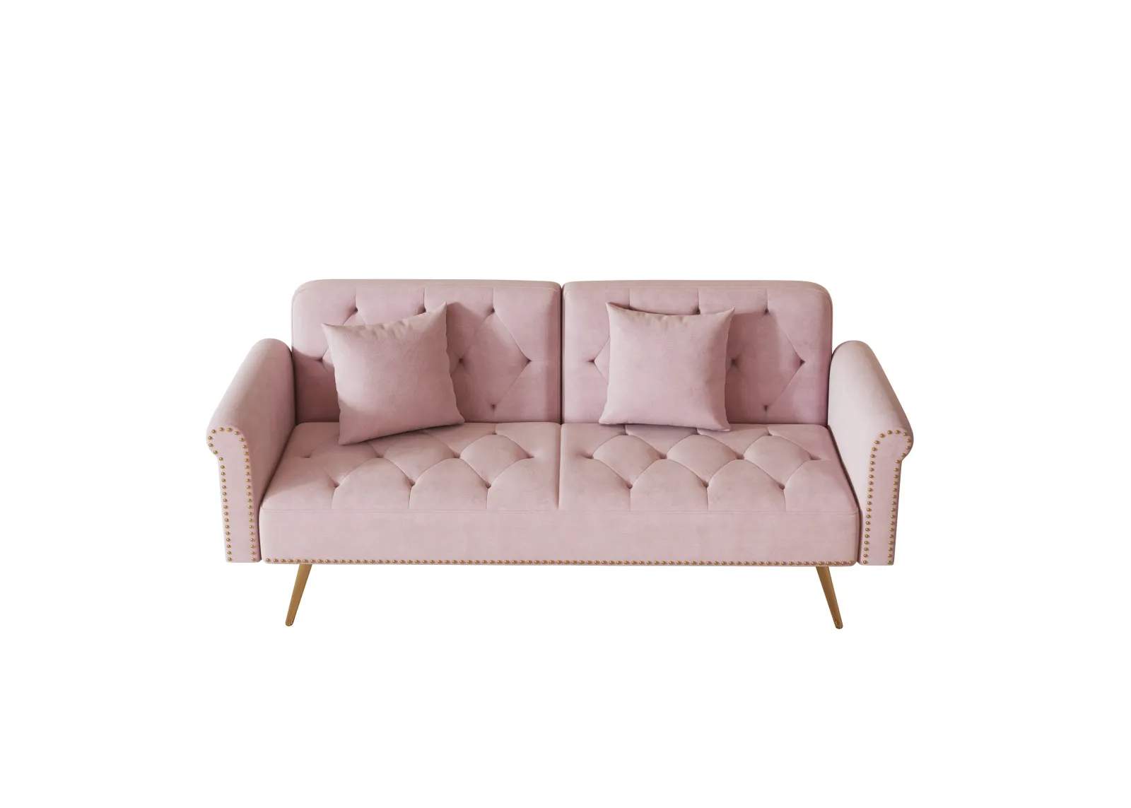 Merax Velvet Sofa with Throw Pillows