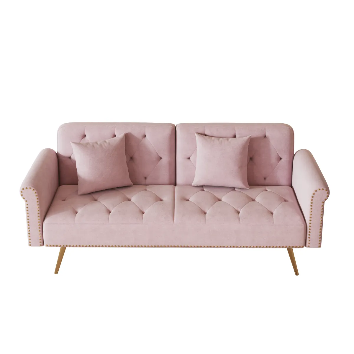 Merax Velvet Sofa with Throw Pillows