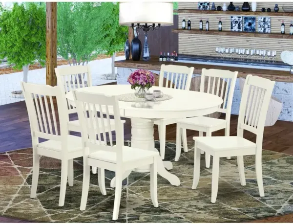 East West Furniture Dining Room Set Linen White, AVDA7-LWH-W