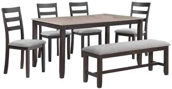 Cameron 5 Piece Dining Table and Chairs Set, Transitional Brown Wood - Benzara