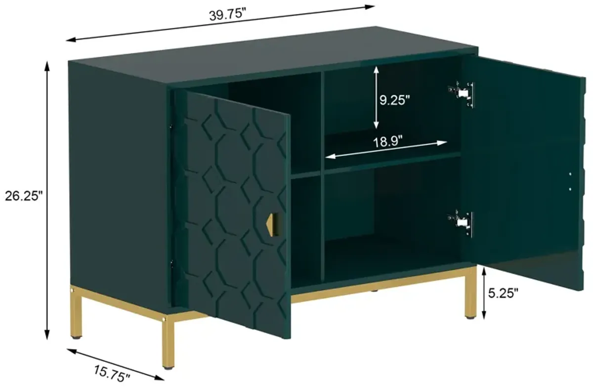 26.2 in. H Freestanding Storage Cabinet 2-Door Accent Cabinet in Blue