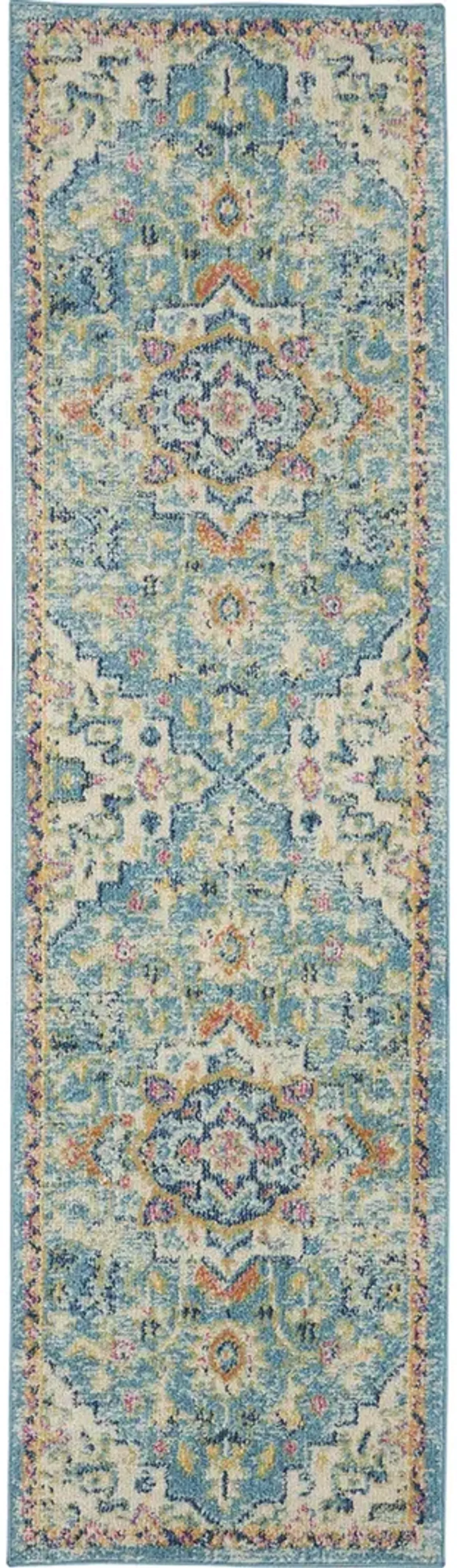 Passion PSN25 Ivory/Light Blue 2'2" x 7'6" Rug
