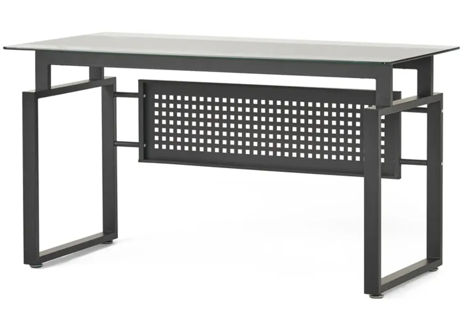 Modern Glass Desk with Black Metal Frame for Home Office