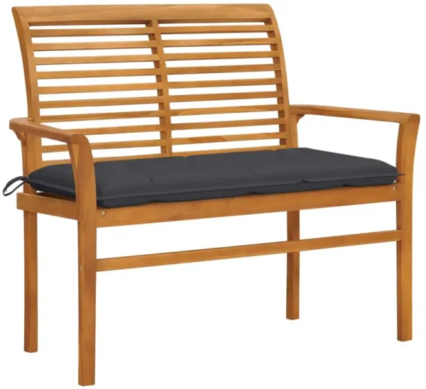 vidaXL Garden Bench with Anthracite Cushion 44.1" Solid Teak Wood