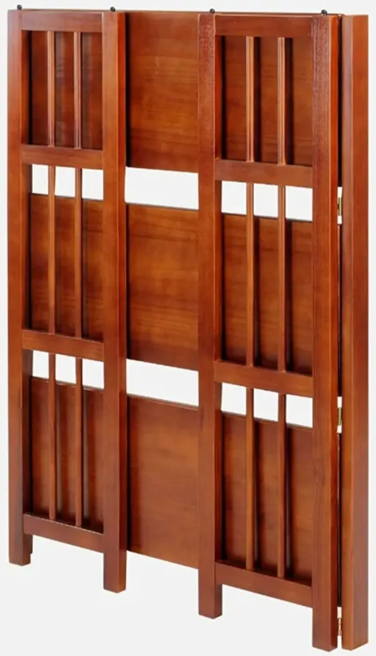 Hivvago 3-Shelf Folding Storage Shelves Bookcase in Walnut Wood Finish