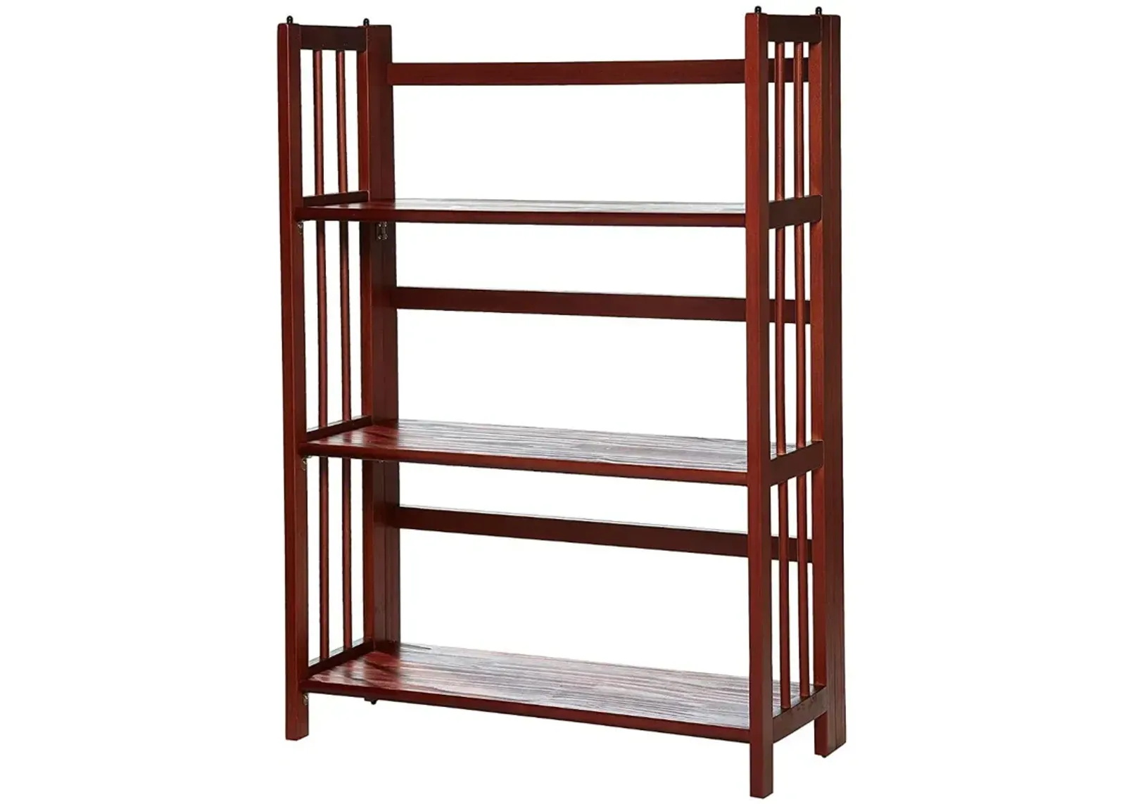 Hivvago 3-Shelf Folding Storage Shelves Bookcase in Walnut Wood Finish