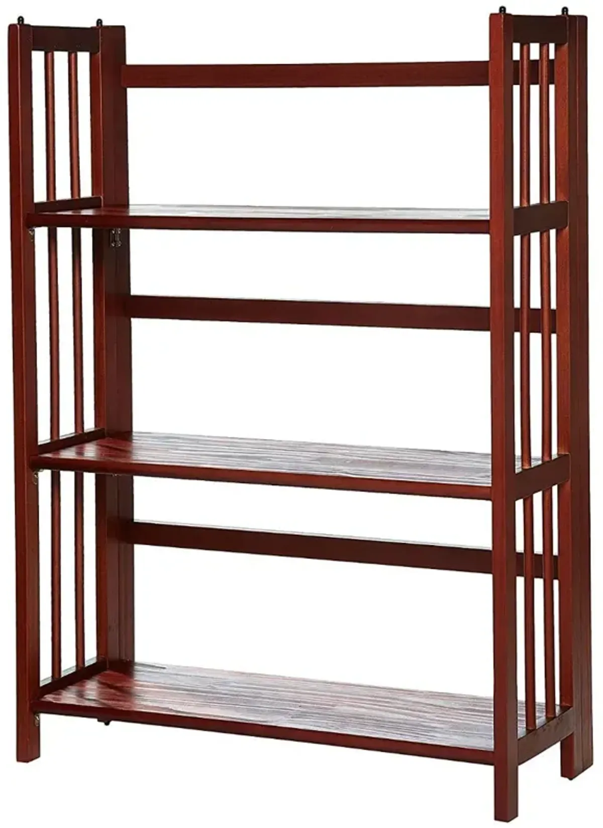 Hivvago 3-Shelf Folding Storage Shelves Bookcase in Walnut Wood Finish