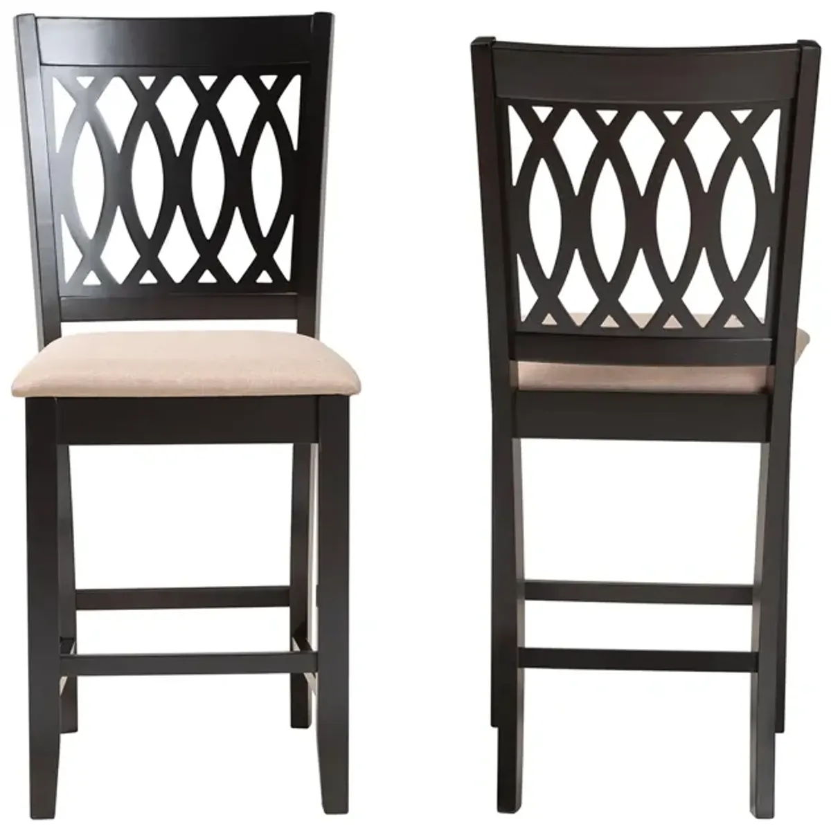 Baxton Studio Florencia Gray Fabric Wood 2-Piece Counter Stool Set