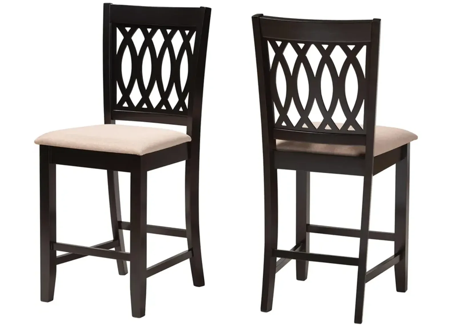 Baxton Studio Florencia Gray Fabric Wood 2-Piece Counter Stool Set