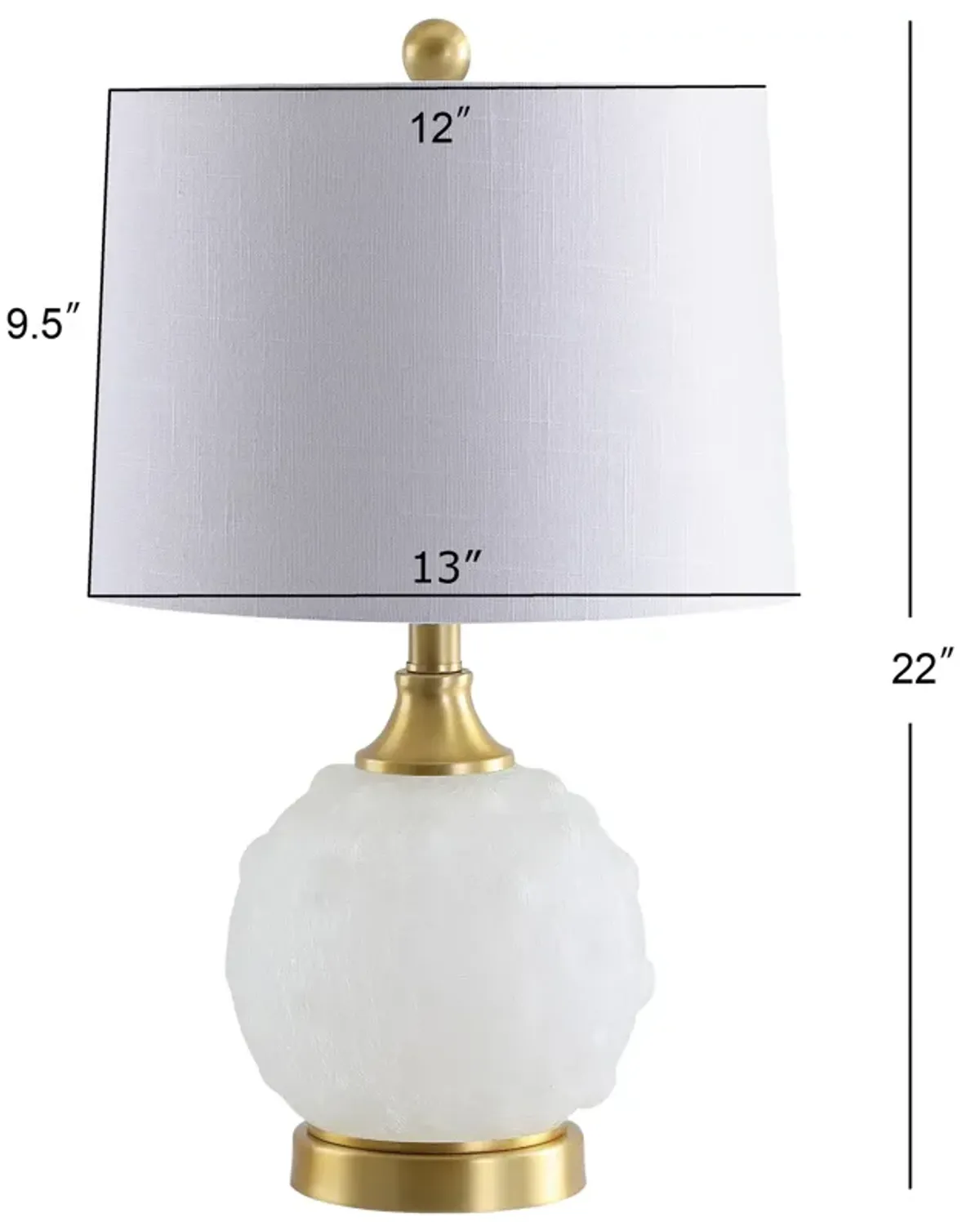 Ilsa 22" Dotted Glass/Metal LED Table Lamp, White/Brass Gold