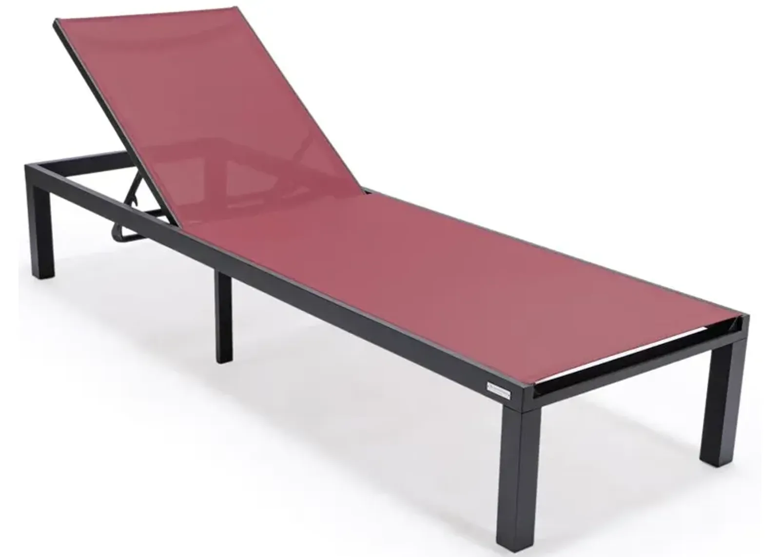 LeisureMod Marlin Patio Chaise Lounge Chair With Black Aluminum Frame