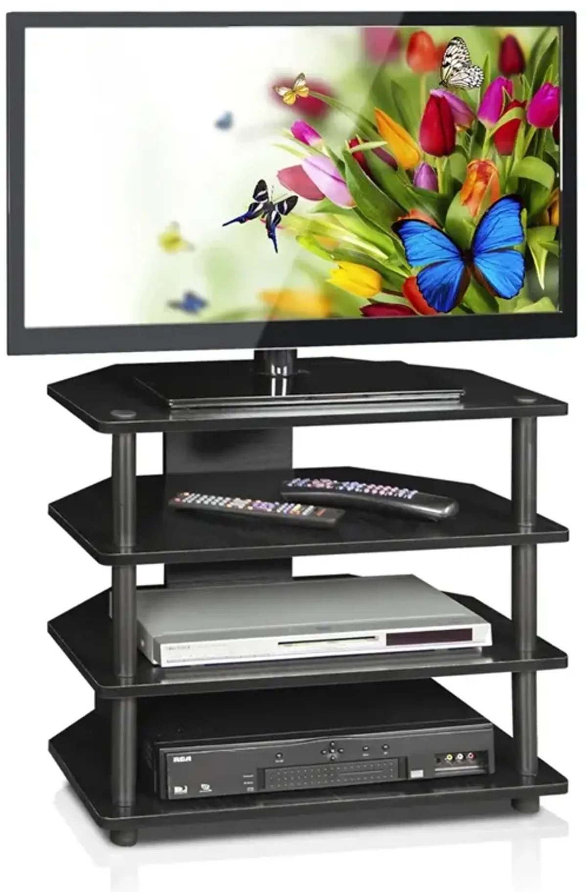 Turn-N-Tube Easy Assembly 4-Tier Petite TV Stand, Blackwood