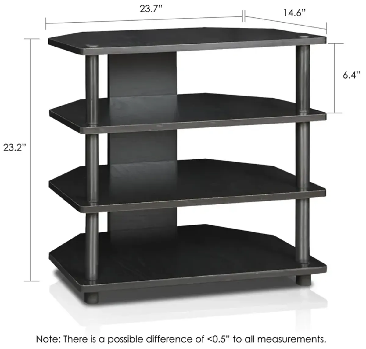 Turn-N-Tube Easy Assembly 4-Tier Petite TV Stand, Blackwood