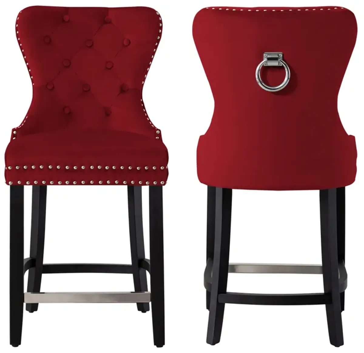 WestinTrends 24" Tufted Velvet Counter Stool (Set of 2)