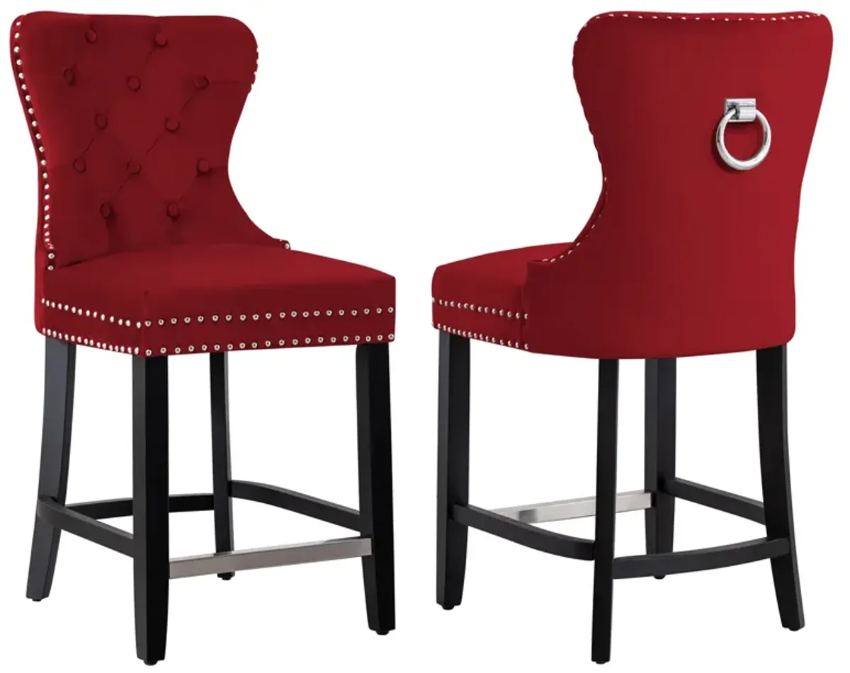 WestinTrends 24" Tufted Velvet Counter Stool (Set of 2)