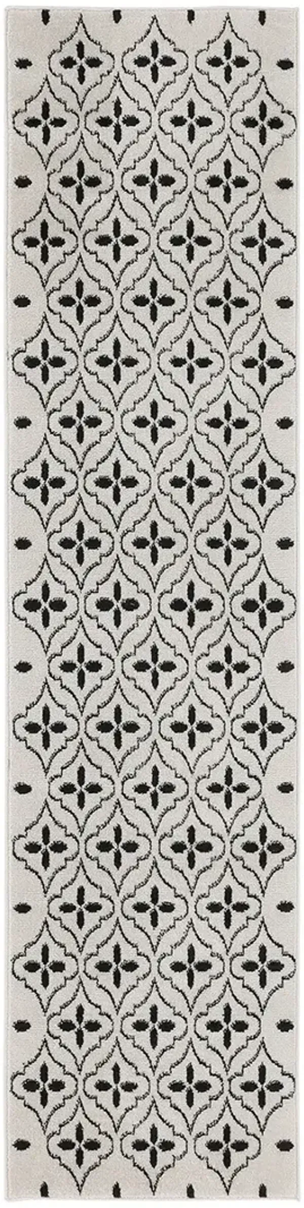 Nourison Essentials NRE04 Ivory/Black 2'2" x 7'6" Rug