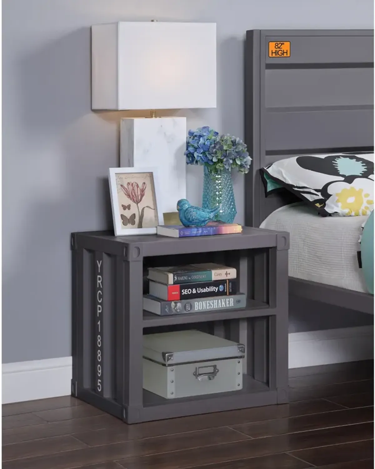 Acme Cargo Nightstand in Gunmetal and Gray