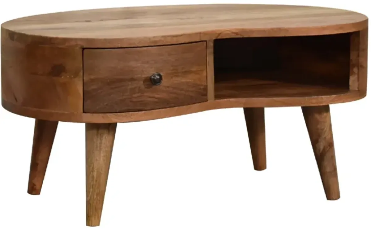 Artisan Furniture Solid Wood Mini Oak-ish Wave Solid Wood 1 Drawer  Coffee Table