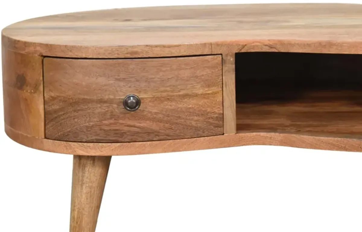 Artisan Furniture Solid Wood Mini Oak-ish Wave Solid Wood 1 Drawer  Coffee Table