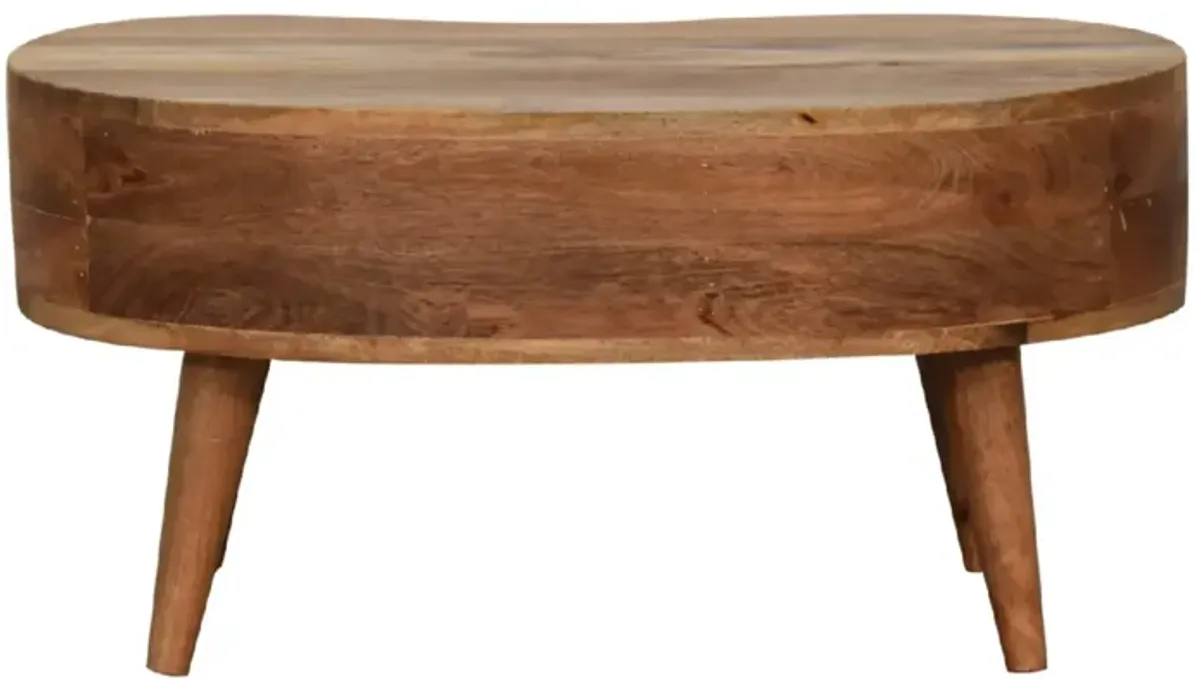 Artisan Furniture Solid Wood Mini Oak-ish Wave Solid Wood 1 Drawer  Coffee Table