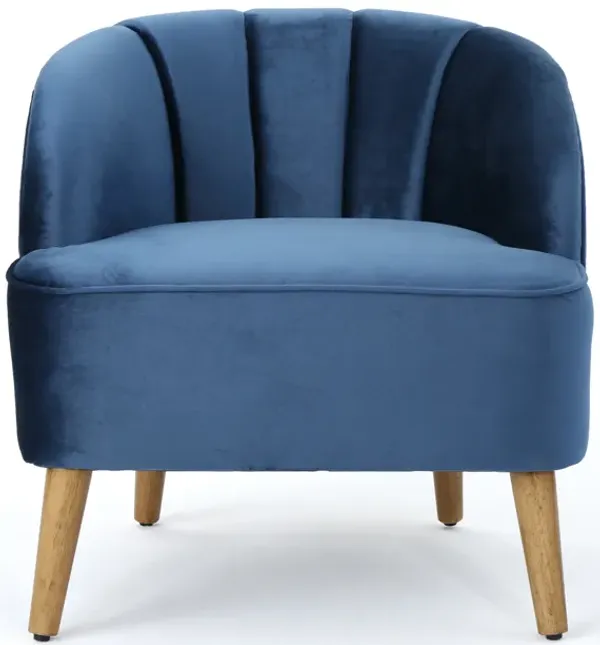Merax Velvet Upholstery Accent Chair with Wooden Legs